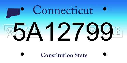 5A12799 Connecticut License Plate