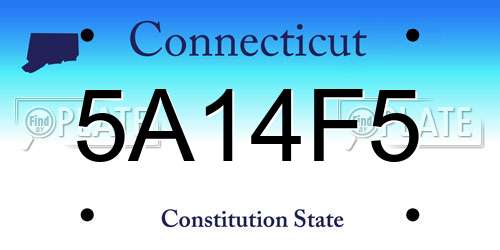 5A14F5 Connecticut License Plate