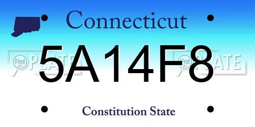 5A14F8 Connecticut License Plate