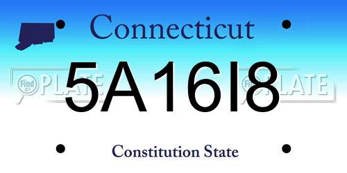 5A16I8 Connecticut License Plate
