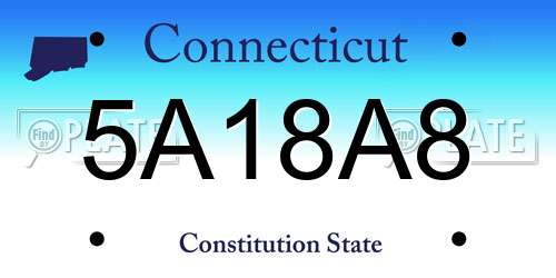 5A18A8 Connecticut License Plate