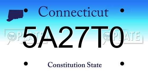 5A27T0 Connecticut License Plate
