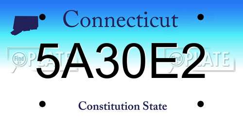 5A30E2 Connecticut License Plate