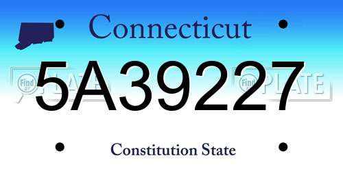 5A39227 Connecticut License Plate