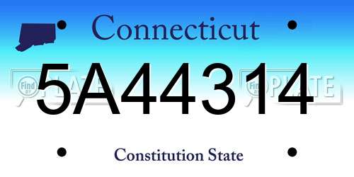 5A44314 Connecticut License Plate