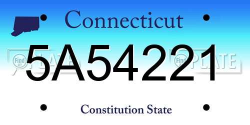5A54221 Connecticut License Plate