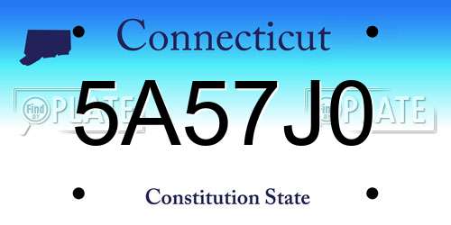 5A57J0 Connecticut License Plate