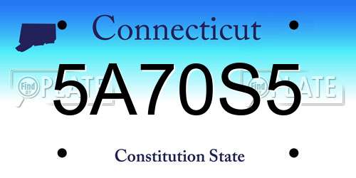 5A70S5 Connecticut License Plate