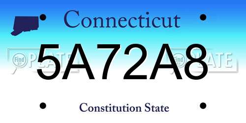 5A72A8 Connecticut License Plate