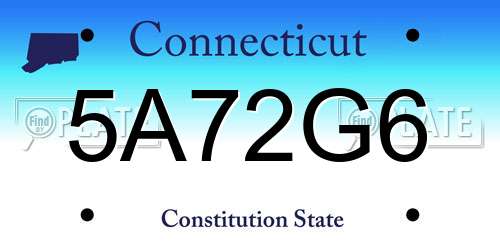 5A72G6 Connecticut License Plate