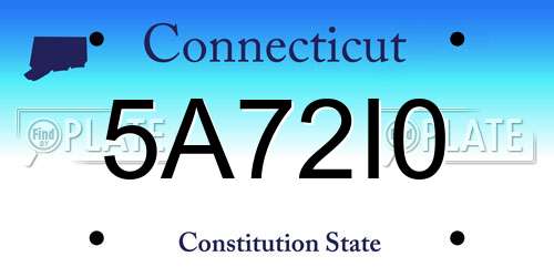 5A72I0 Connecticut License Plate