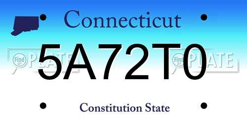 5A72T0 Connecticut License Plate