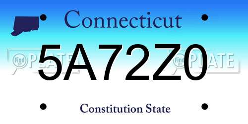 5A72Z0 Connecticut License Plate