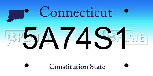 5A74S1 Connecticut License Plate