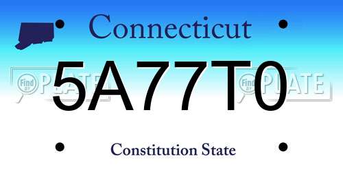 5A77T0 Connecticut License Plate