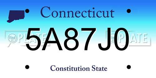 5A87J0 Connecticut License Plate