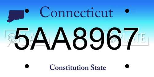 5AA8967 Connecticut License Plate