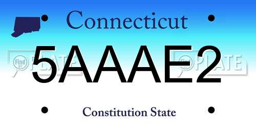 5AAAE2 Connecticut License Plate