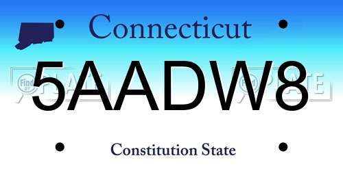 5AADW8 Connecticut License Plate