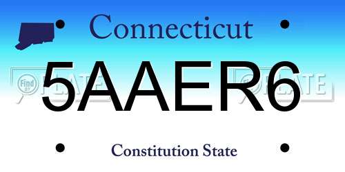 5AAER6 Connecticut License Plate