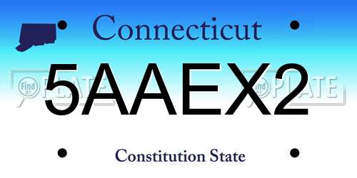 5AAEX2 Connecticut License Plate