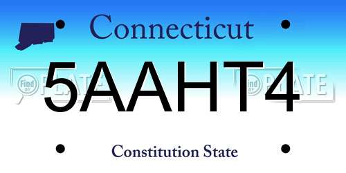 5AAHT4 Connecticut License Plate