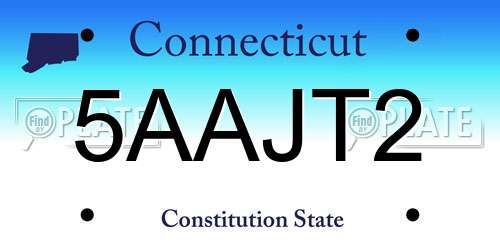5AAJT2 Connecticut License Plate
