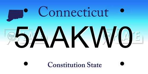 5AAKW0 Connecticut License Plate