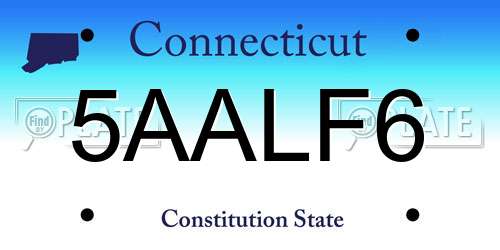 5AALF6 Connecticut License Plate
