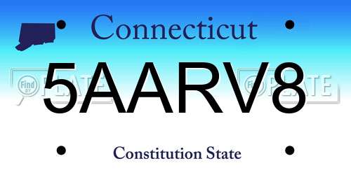 5AARV8 Connecticut License Plate