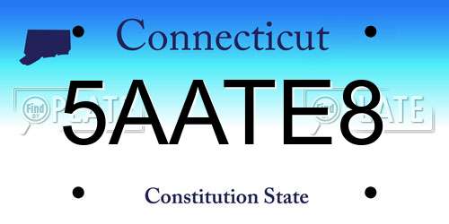 5AATE8 Connecticut License Plate