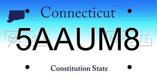 5AAUM8 Connecticut License Plate
