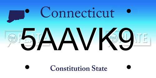 5AAVK9 Connecticut License Plate
