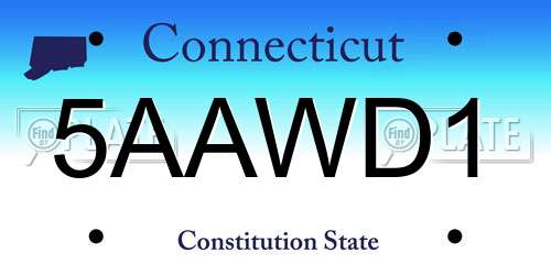 5AAWD1 Connecticut License Plate
