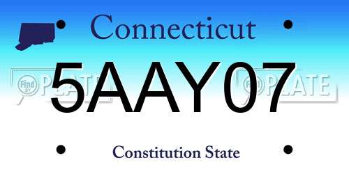 5AAY07 Connecticut License Plate