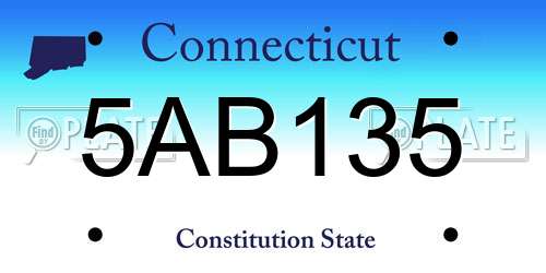 5AB135 Connecticut License Plate