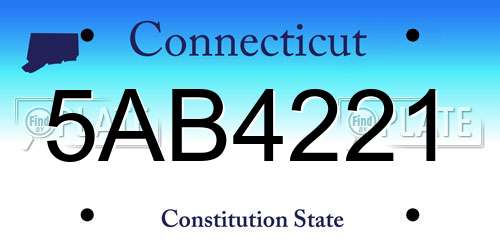 5AB4221 Connecticut License Plate