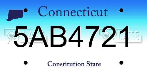 5AB4721 Connecticut License Plate