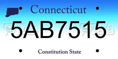5AB7515 Connecticut License Plate
