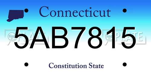 5AB7815 Connecticut License Plate