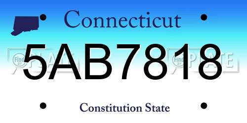 5AB7818 Connecticut License Plate