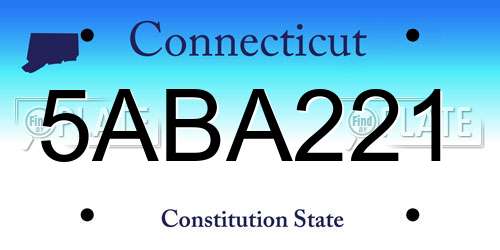 5ABA221 Connecticut License Plate