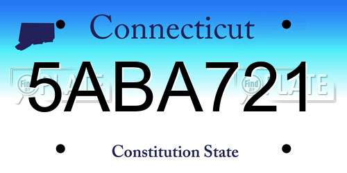 5ABA721 Connecticut License Plate