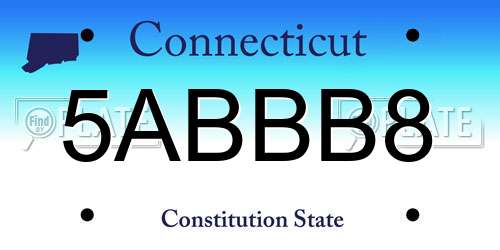 5ABBB8 Connecticut License Plate