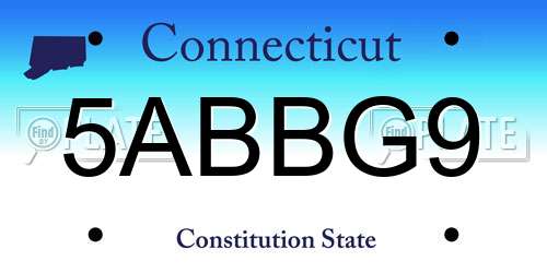 5ABBG9 Connecticut License Plate