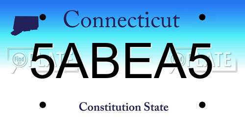5ABEA5 Connecticut License Plate
