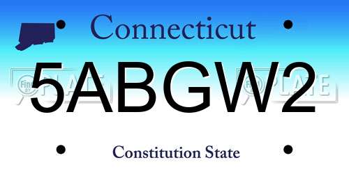 5ABGW2 Connecticut License Plate