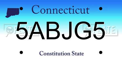 5ABJG5 Connecticut License Plate