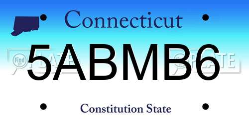 5ABMB6 Connecticut License Plate