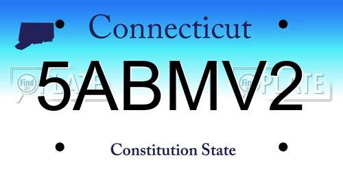 5ABMV2 Connecticut License Plate